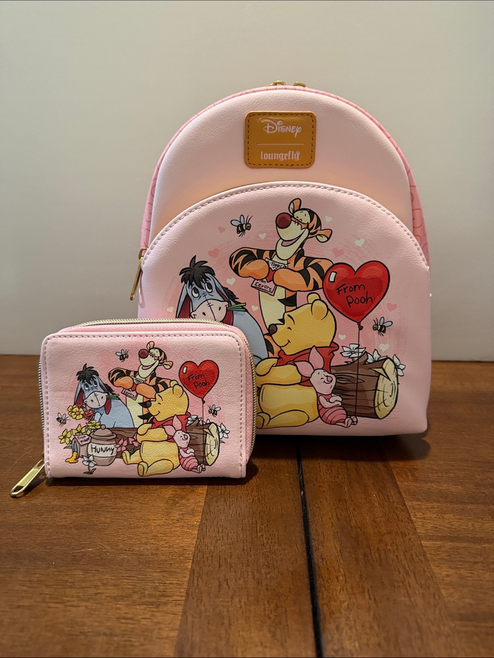Disney Loungefly Winnie the Pooh Pink Mini Backpack & Wallet